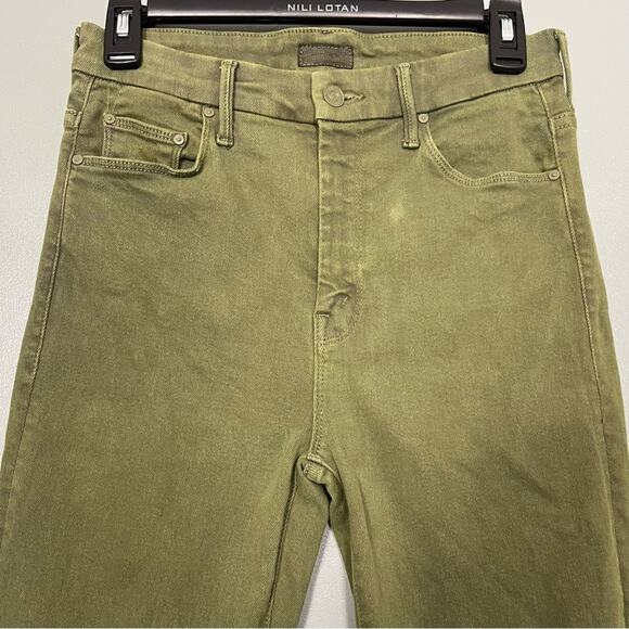 MOTHER The Looker High Waisted Ankle Skinny Jeans Olive Green Women's Size 27 - Picture 3 of 14